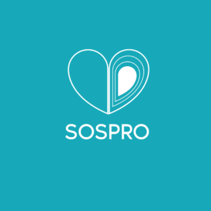 Sospron logo turkoosilla taustalla